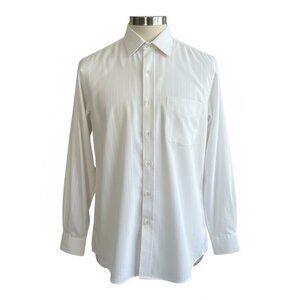 Countess Mara Men's Shirt Vintage 90s White Tone on Tone Formal Size 16.5 33